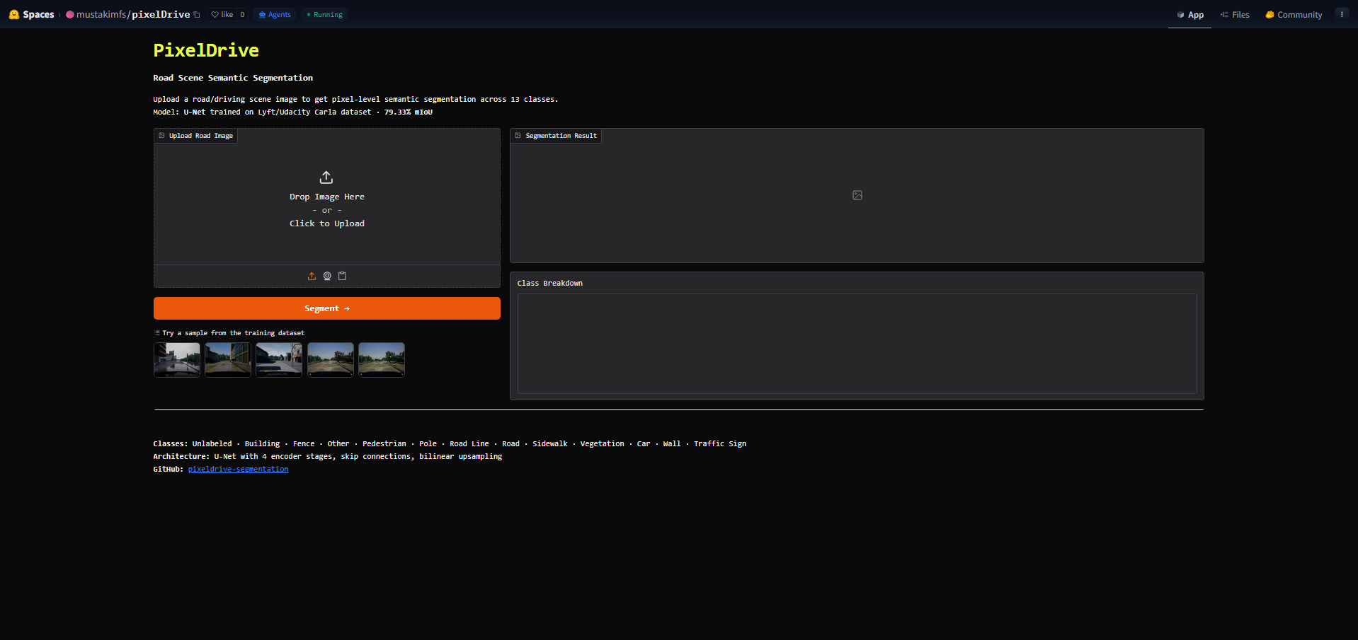 PixelDrive Gradio Space — upload UI with sample images